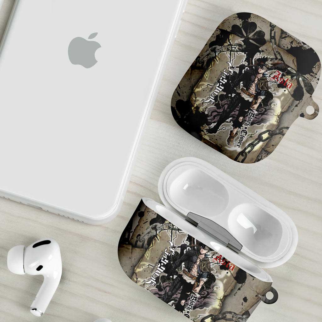 Asta Black Clover AirPods Case Grunge Anime Style with Gothic Clover Symbolism