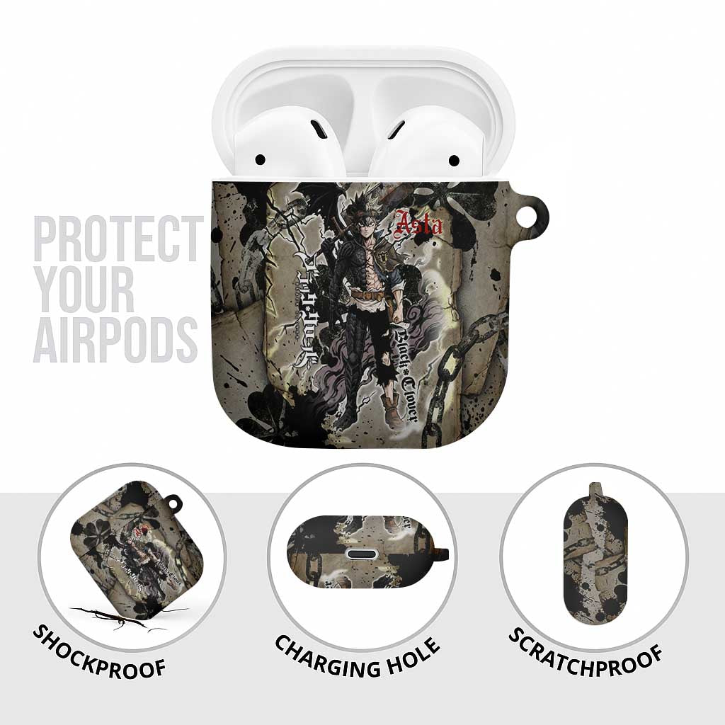 Asta Black Clover AirPods Case Grunge Anime Style with Gothic Clover Symbolism