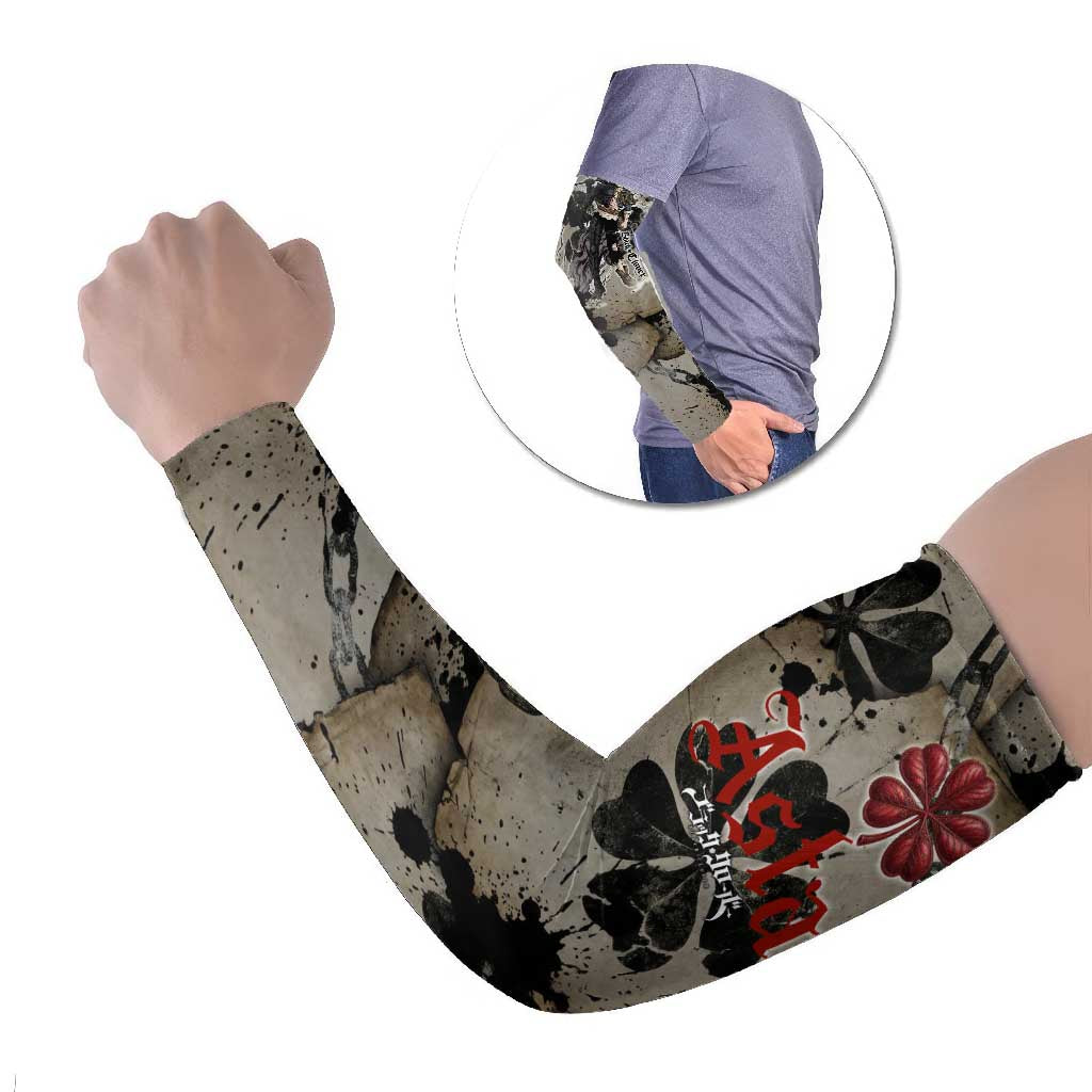 Asta Black Clover Arm Sleeves Grunge Anime Style with Gothic Clover Symbolism