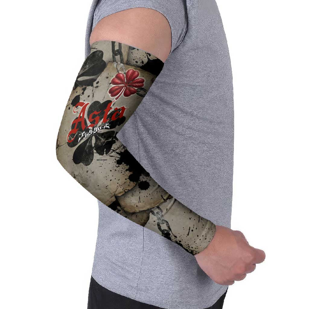 Asta Black Clover Arm Sleeves Grunge Anime Style with Gothic Clover Symbolism