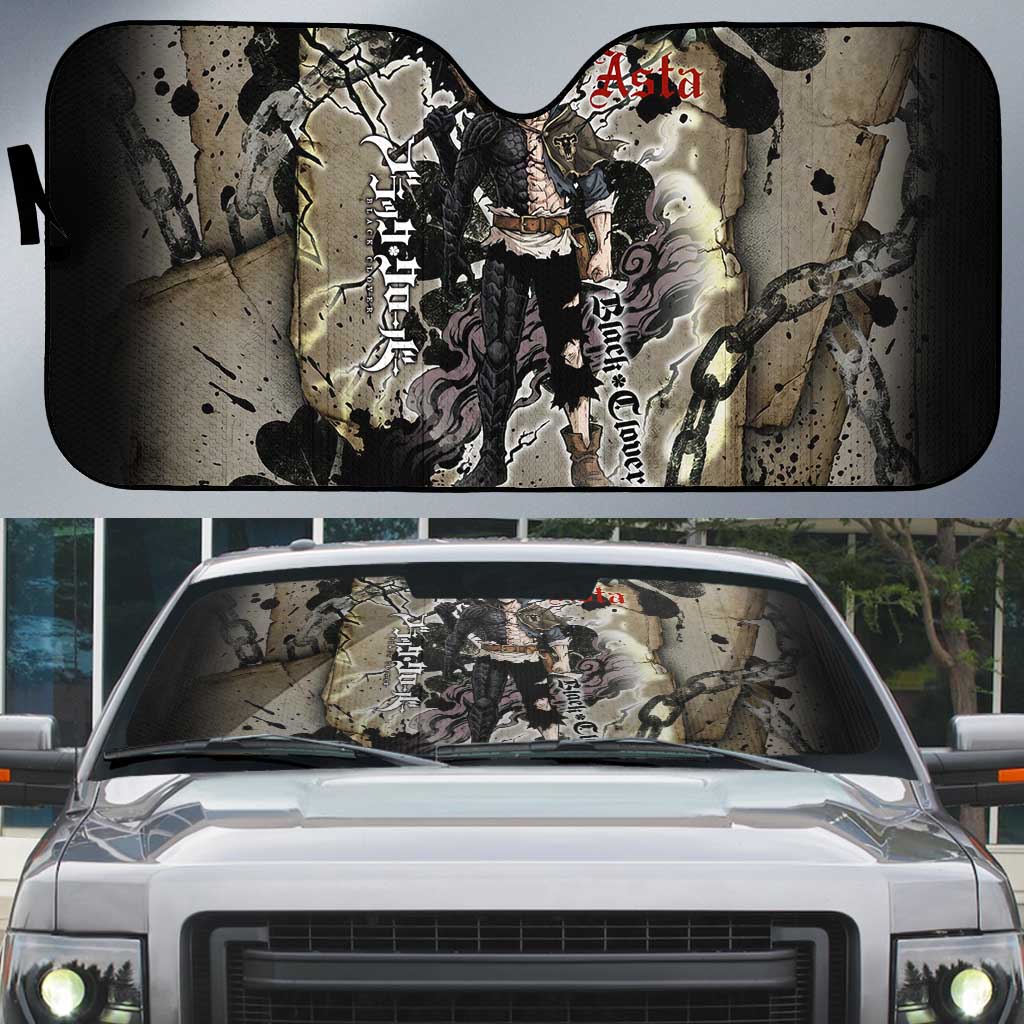Asta Black Clover Auto Sun Shade Grunge Anime Style with Gothic Clover Symbolism