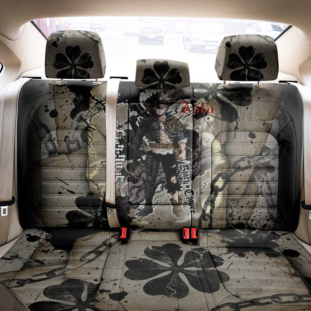 Asta Black Clover Back Car Seat Cover Grunge Anime Style with Gothic Clover Symbolism