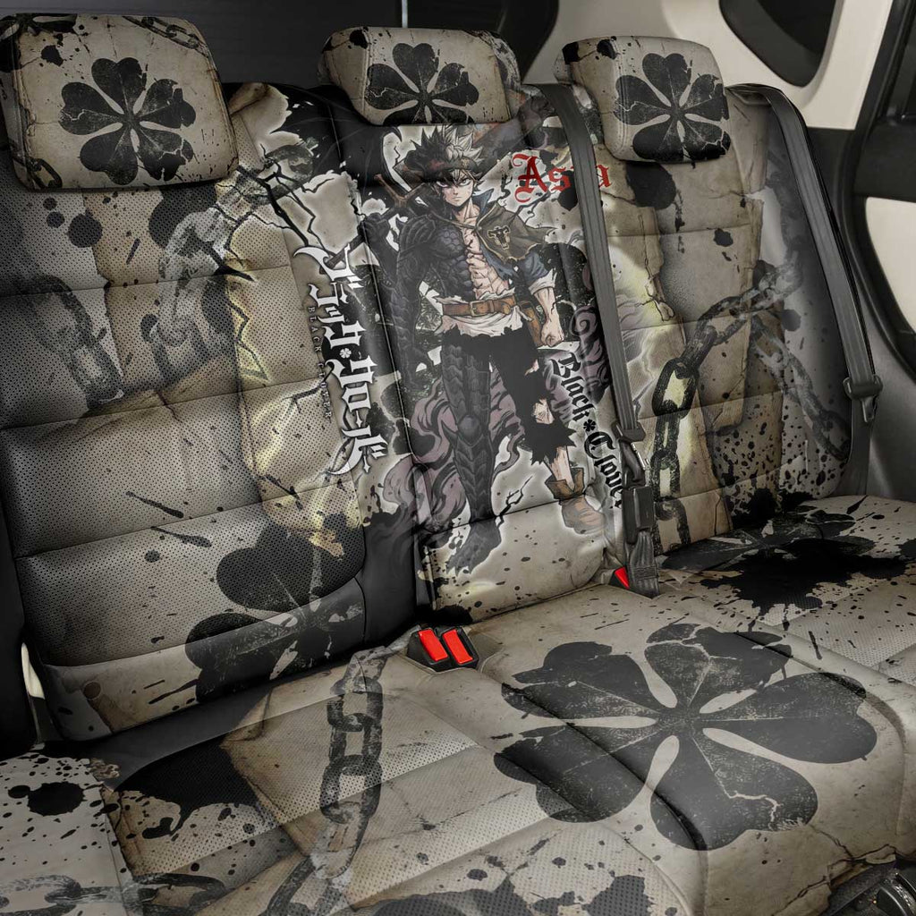Asta Black Clover Back Car Seat Cover Grunge Anime Style with Gothic Clover Symbolism