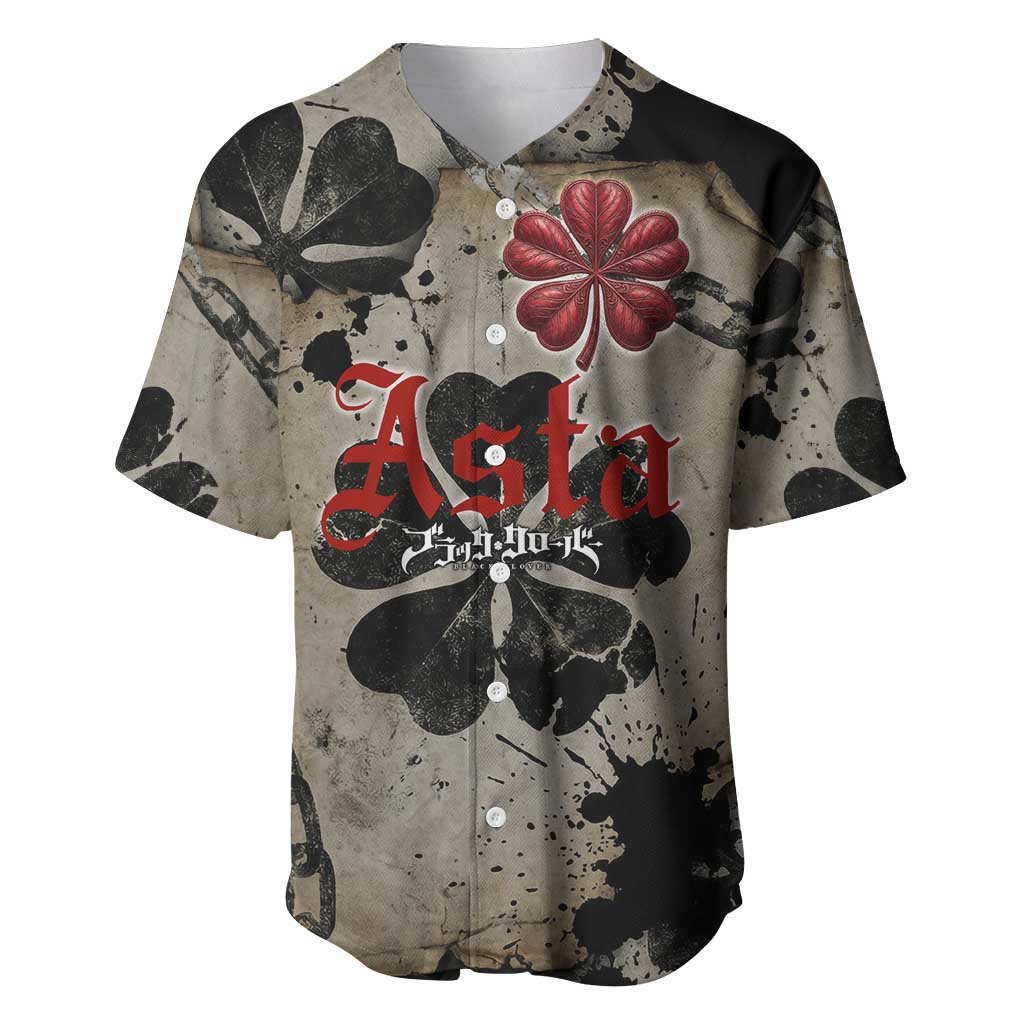 Asta Black Clover Baseball Jersey Grunge Anime Style with Gothic Clover Symbolism