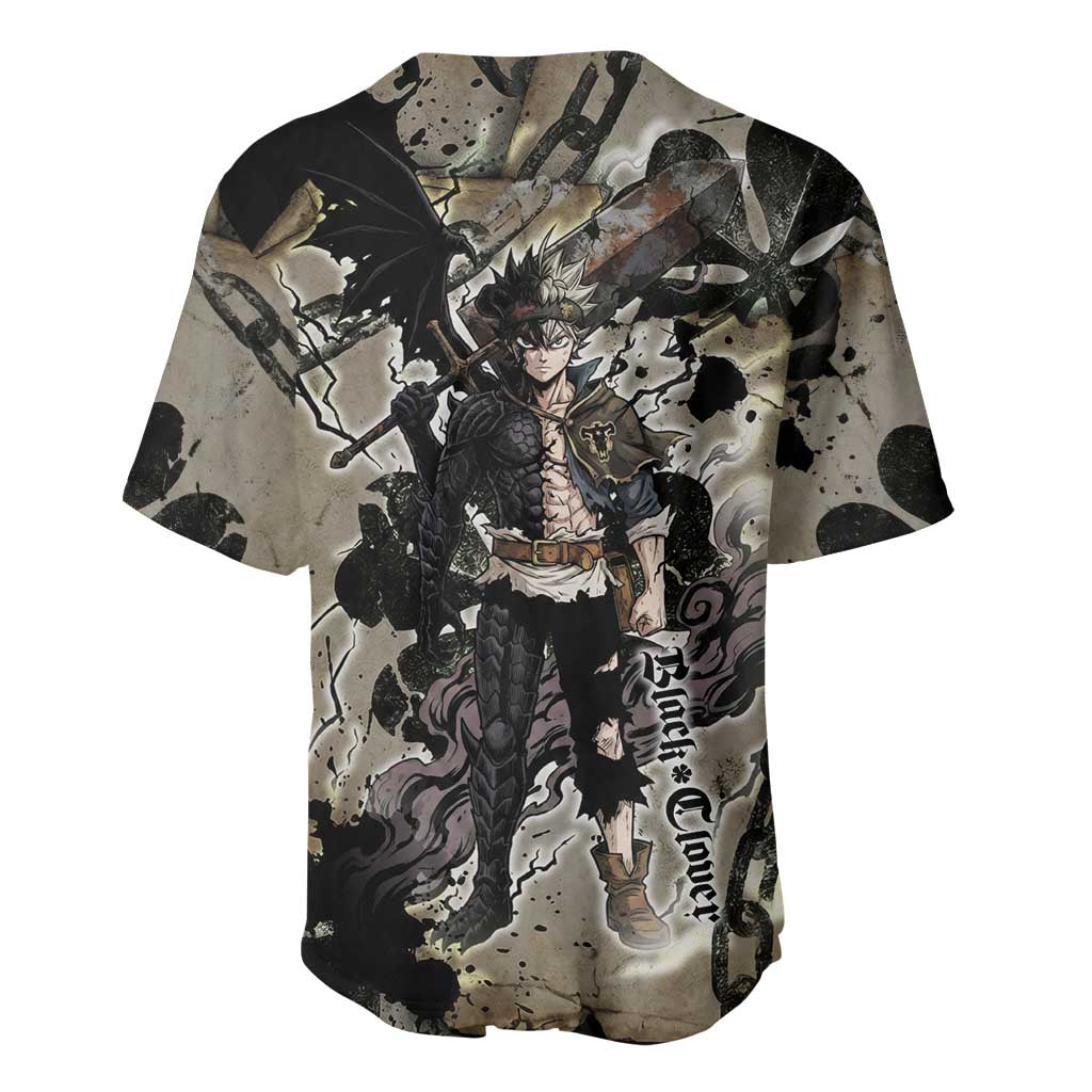Asta Black Clover Baseball Jersey Grunge Anime Style with Gothic Clover Symbolism