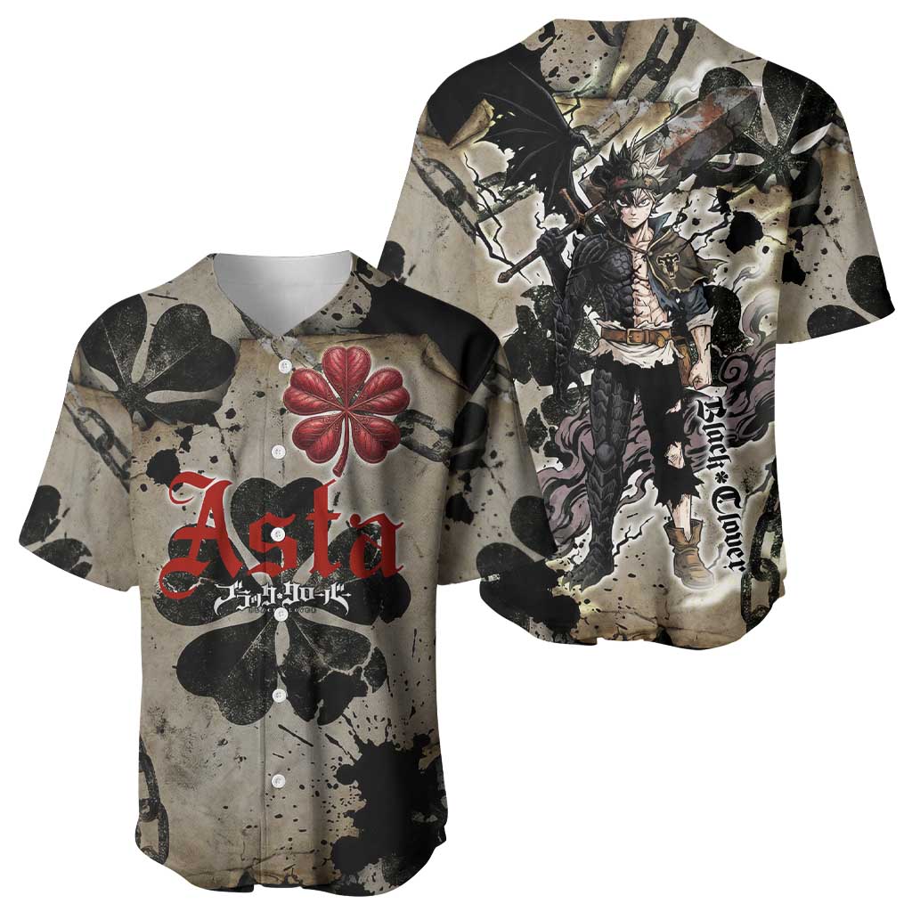 Asta Black Clover Baseball Jersey Grunge Anime Style with Gothic Clover Symbolism