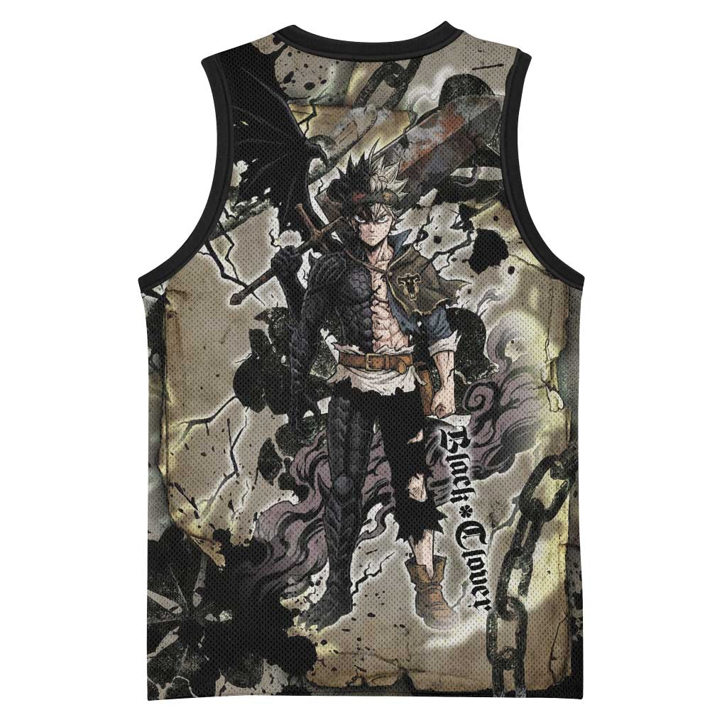 Asta Black Clover Basketball Jersey Grunge Anime Style with Gothic Clover Symbolism