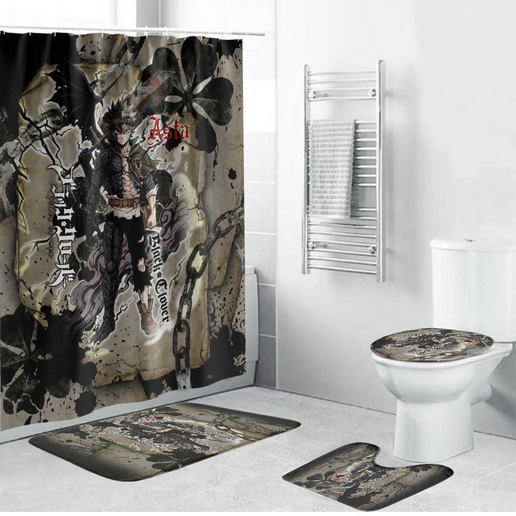 Asta Black Clover Bathroom Set Grunge Anime Style with Gothic Clover Symbolism