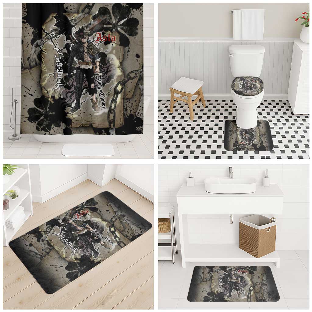 Asta Black Clover Bathroom Set Grunge Anime Style with Gothic Clover Symbolism