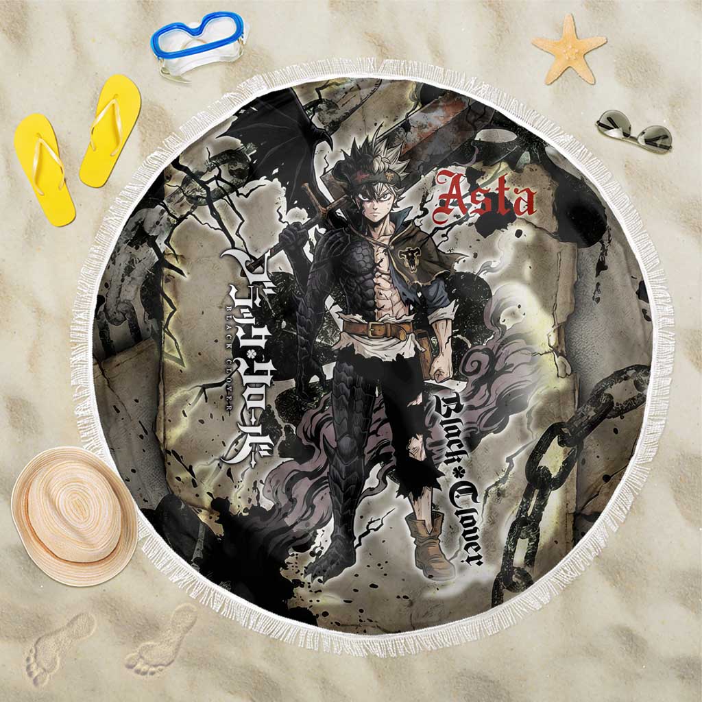 Asta Black Clover Beach Blanket Grunge Anime Style with Gothic Clover Symbolism