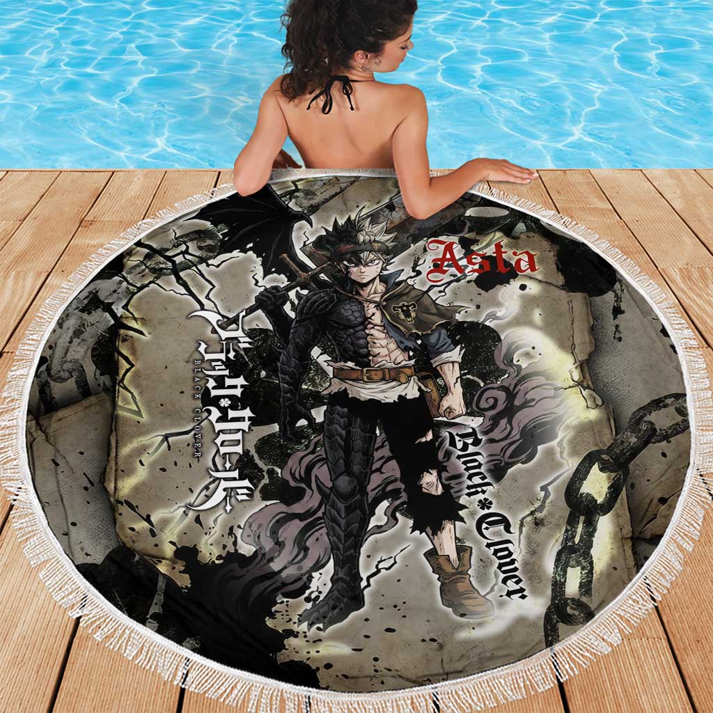 Asta Black Clover Beach Blanket Grunge Anime Style with Gothic Clover Symbolism