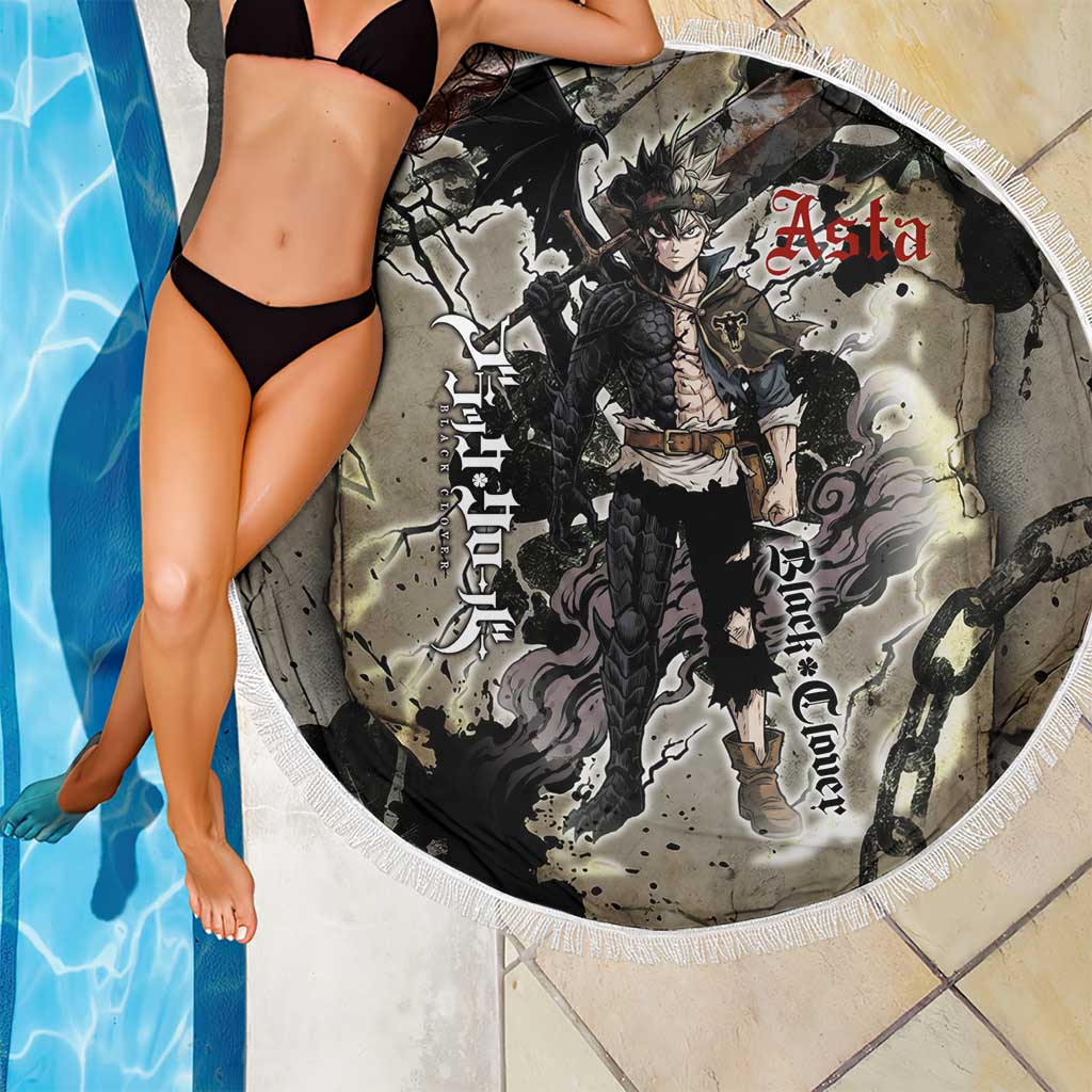Asta Black Clover Beach Blanket Grunge Anime Style with Gothic Clover Symbolism