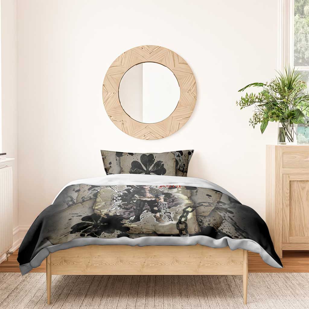 Asta Black Clover Bedding Set Grunge Anime Style with Gothic Clover Symbolism