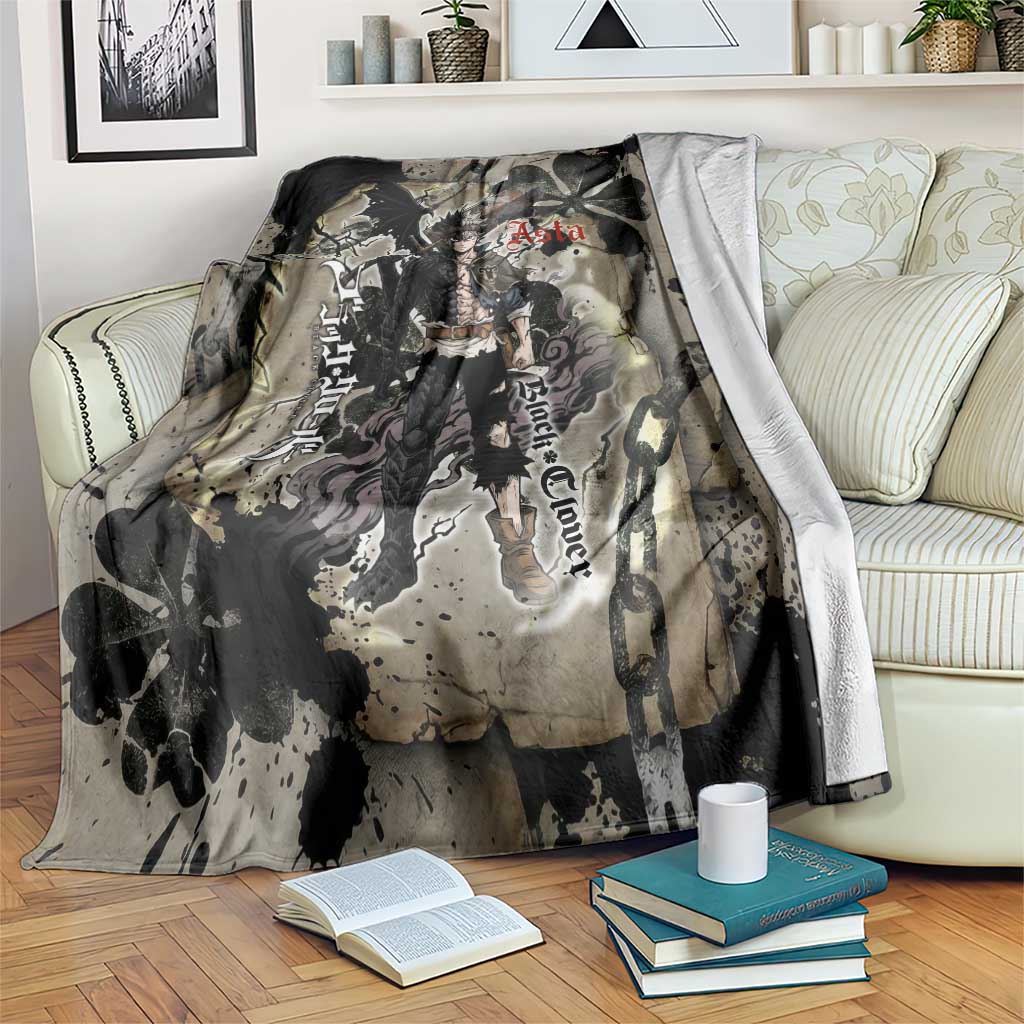 Asta Black Clover Blanket Grunge Anime Style with Gothic Clover Symbolism