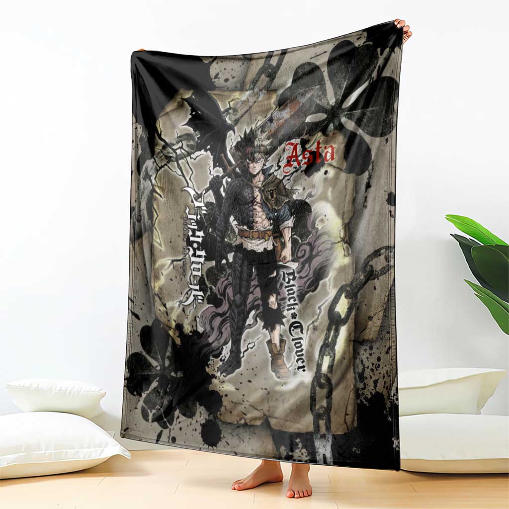 Asta Black Clover Blanket Grunge Anime Style with Gothic Clover Symbolism