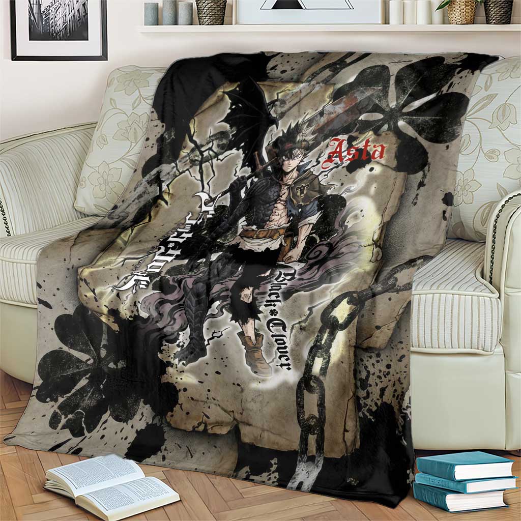 Asta Black Clover Blanket Grunge Anime Style with Gothic Clover Symbolism