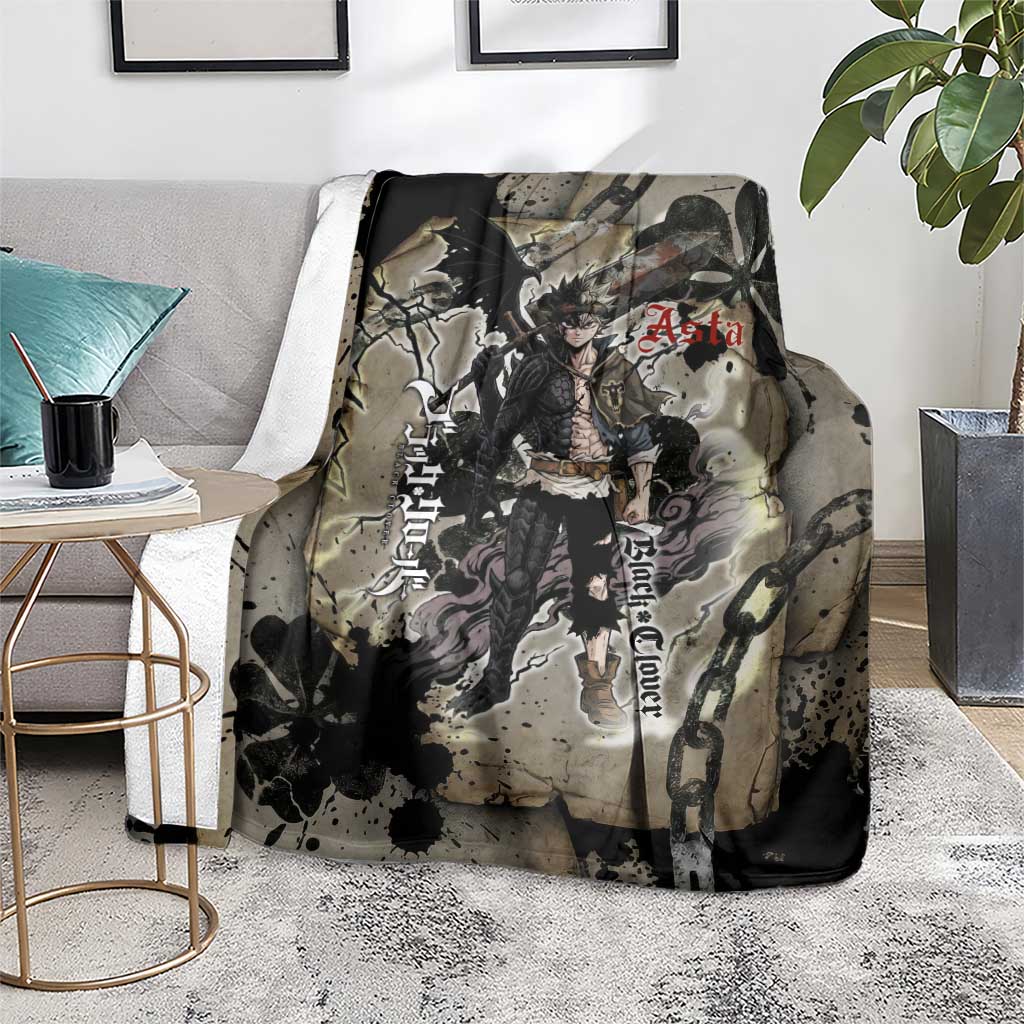 Asta Black Clover Blanket Grunge Anime Style with Gothic Clover Symbolism