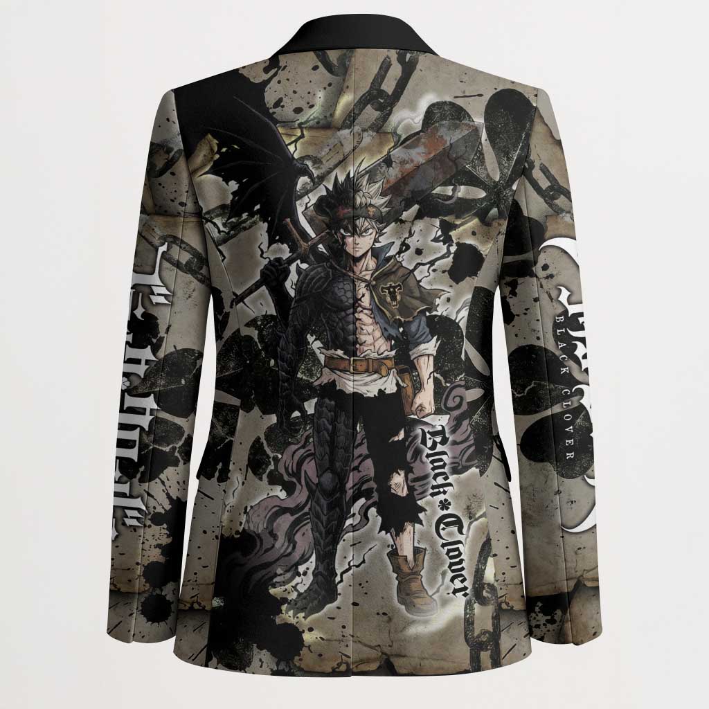 Asta Black Clover Blazer Grunge Anime Style with Gothic Clover Symbolism