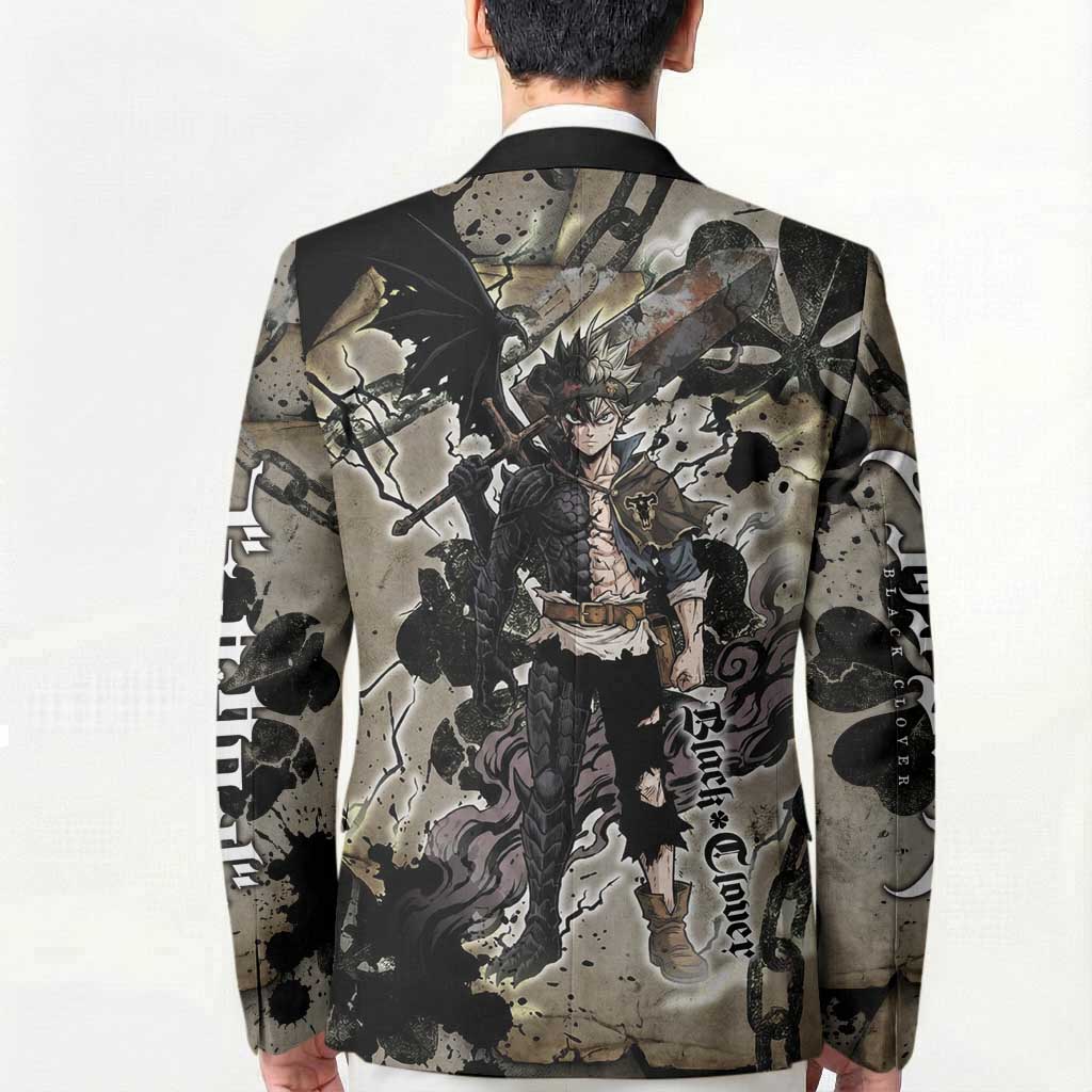 Asta Black Clover Blazer Grunge Anime Style with Gothic Clover Symbolism