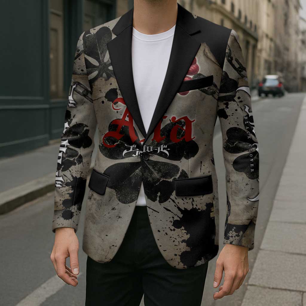 Asta Black Clover Blazer Grunge Anime Style with Gothic Clover Symbolism