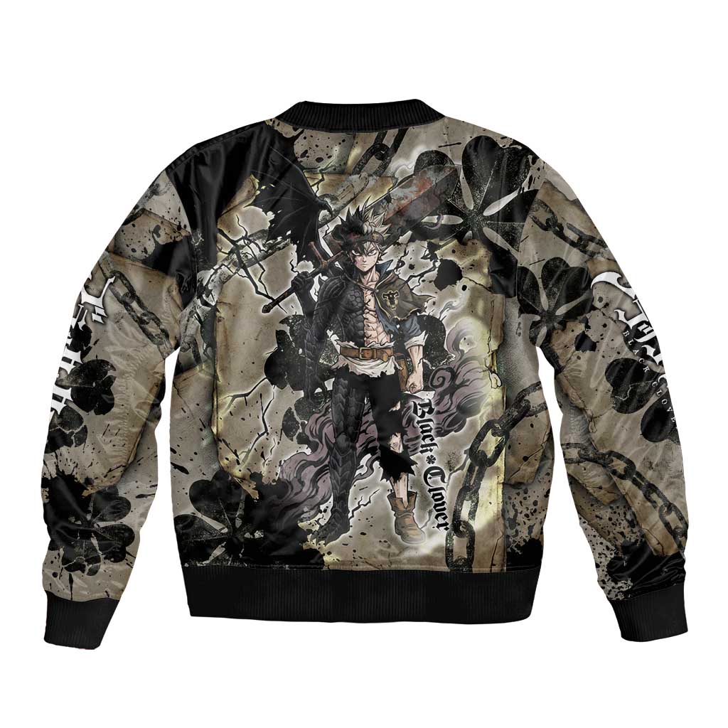 Asta Black Clover Bomber Jacket Grunge Anime Style with Gothic Clover Symbolism
