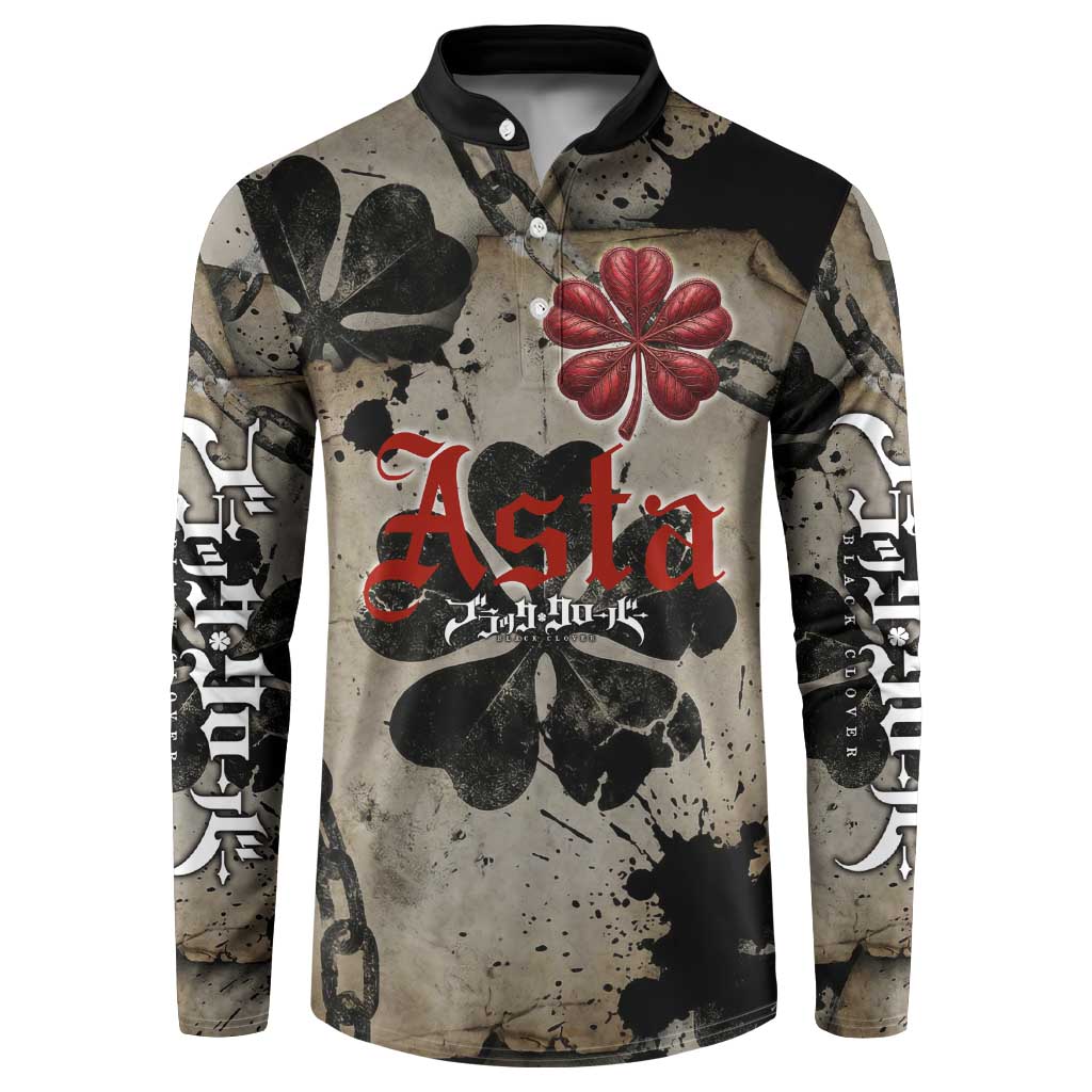 Asta Black Clover Button Sweatshirt Grunge Anime Style with Gothic Clover Symbolism