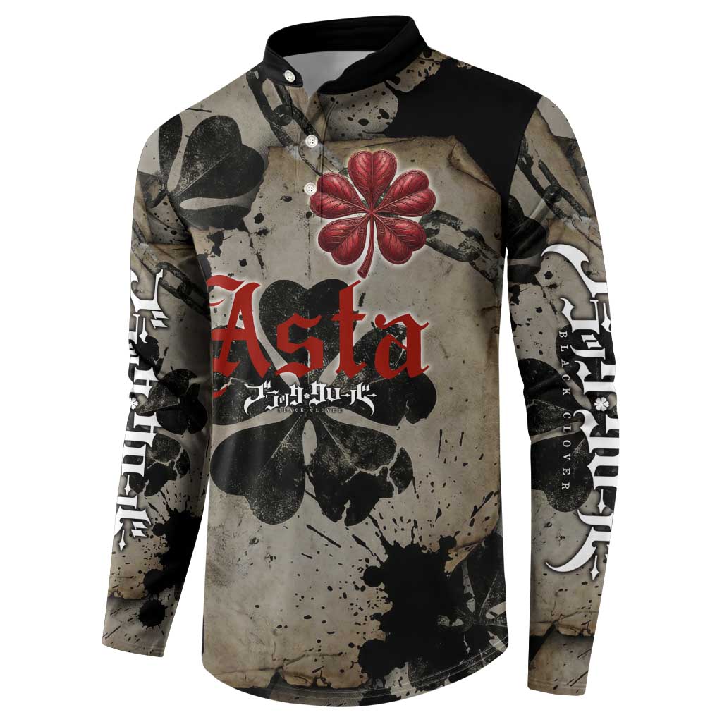 Asta Black Clover Button Sweatshirt Grunge Anime Style with Gothic Clover Symbolism