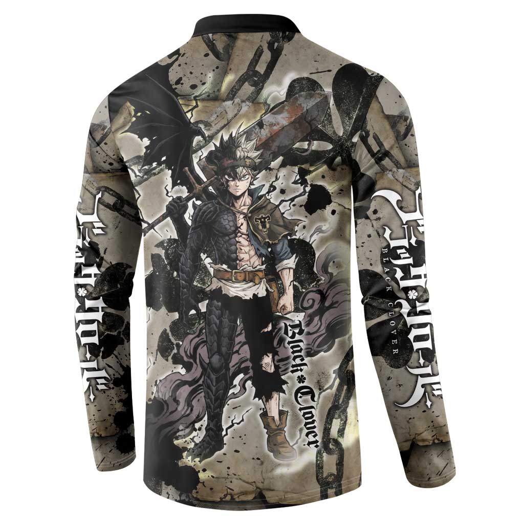 Asta Black Clover Button Sweatshirt Grunge Anime Style with Gothic Clover Symbolism
