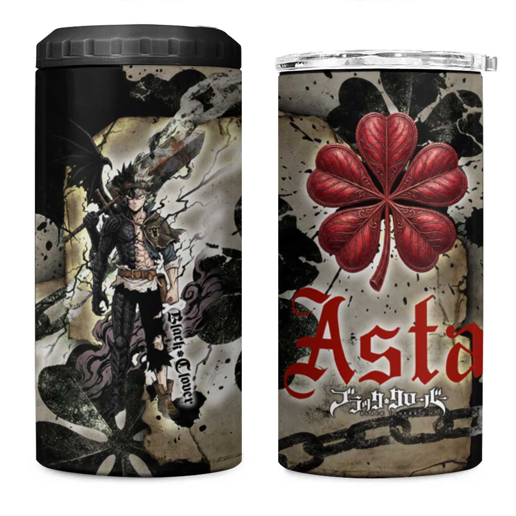 Asta Black Clover 4 in 1 Can Cooler Tumbler Grunge Anime Style with Gothic Clover Symbolism