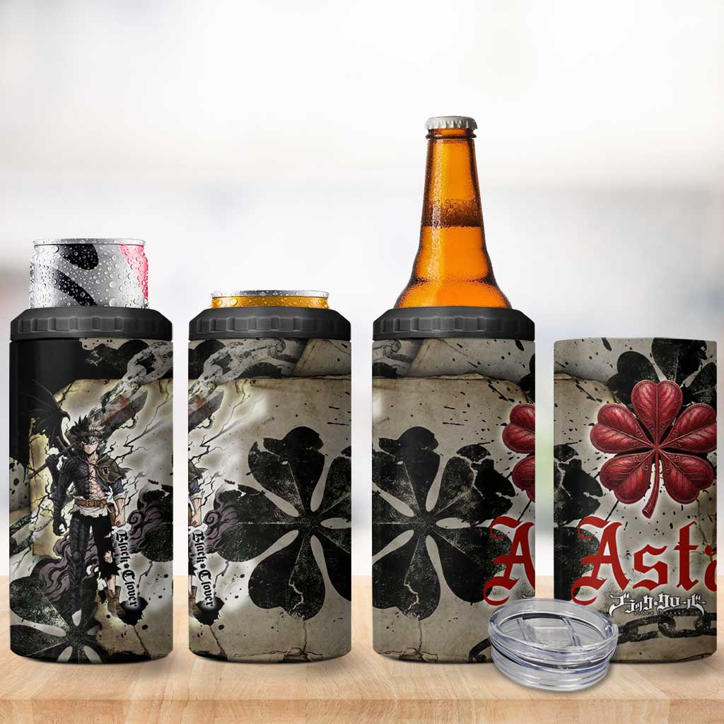 Asta Black Clover 4 in 1 Can Cooler Tumbler Grunge Anime Style with Gothic Clover Symbolism