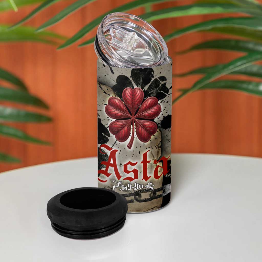 Asta Black Clover 4 in 1 Can Cooler Tumbler Grunge Anime Style with Gothic Clover Symbolism