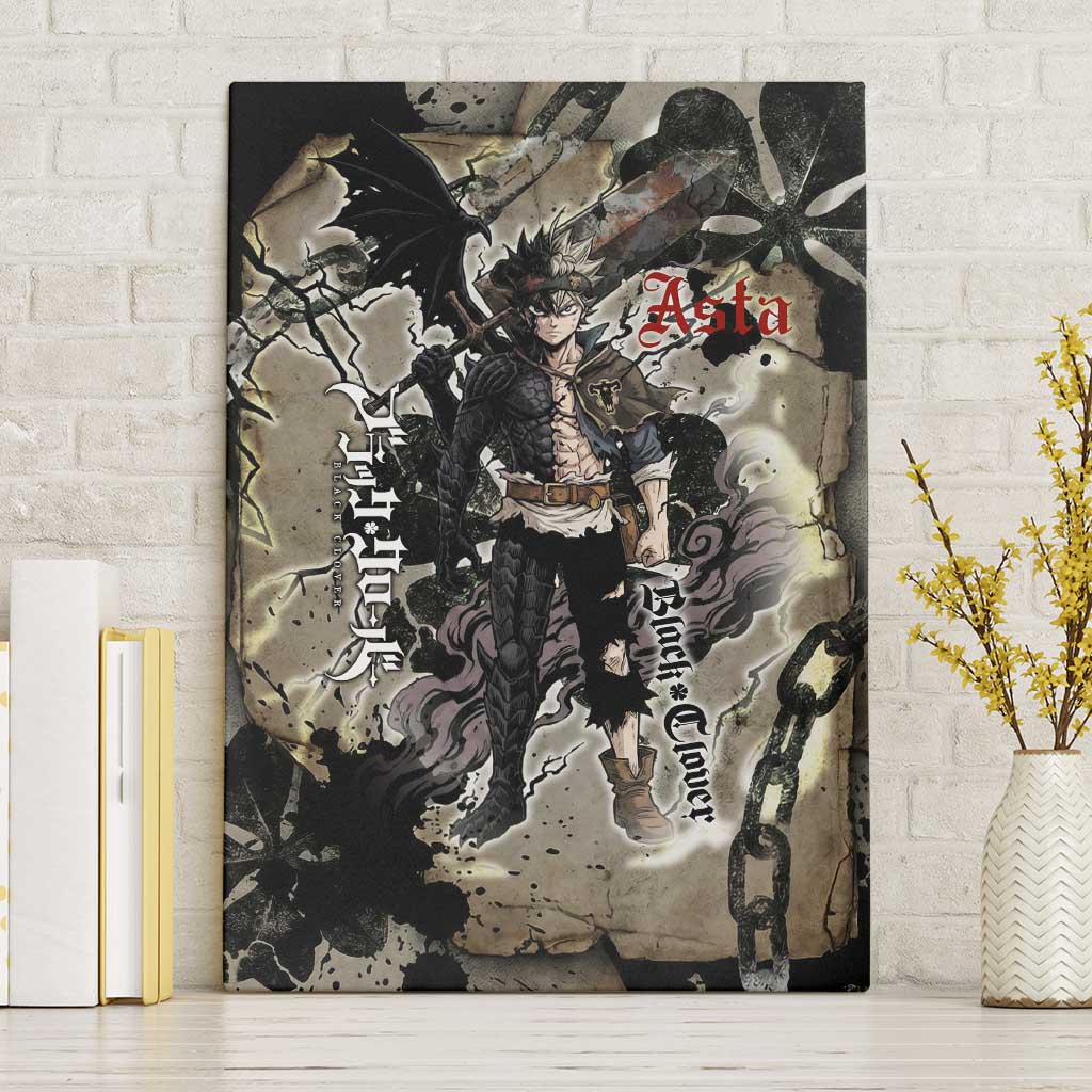 Asta Black Clover Canvas Wall Art Grunge Anime Style with Gothic Clover Symbolism