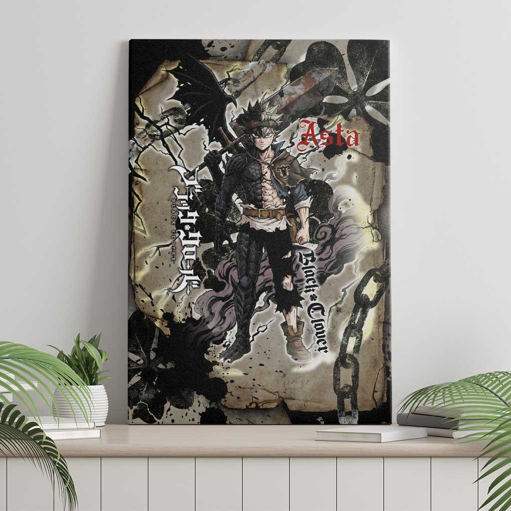 Asta Black Clover Canvas Wall Art Grunge Anime Style with Gothic Clover Symbolism