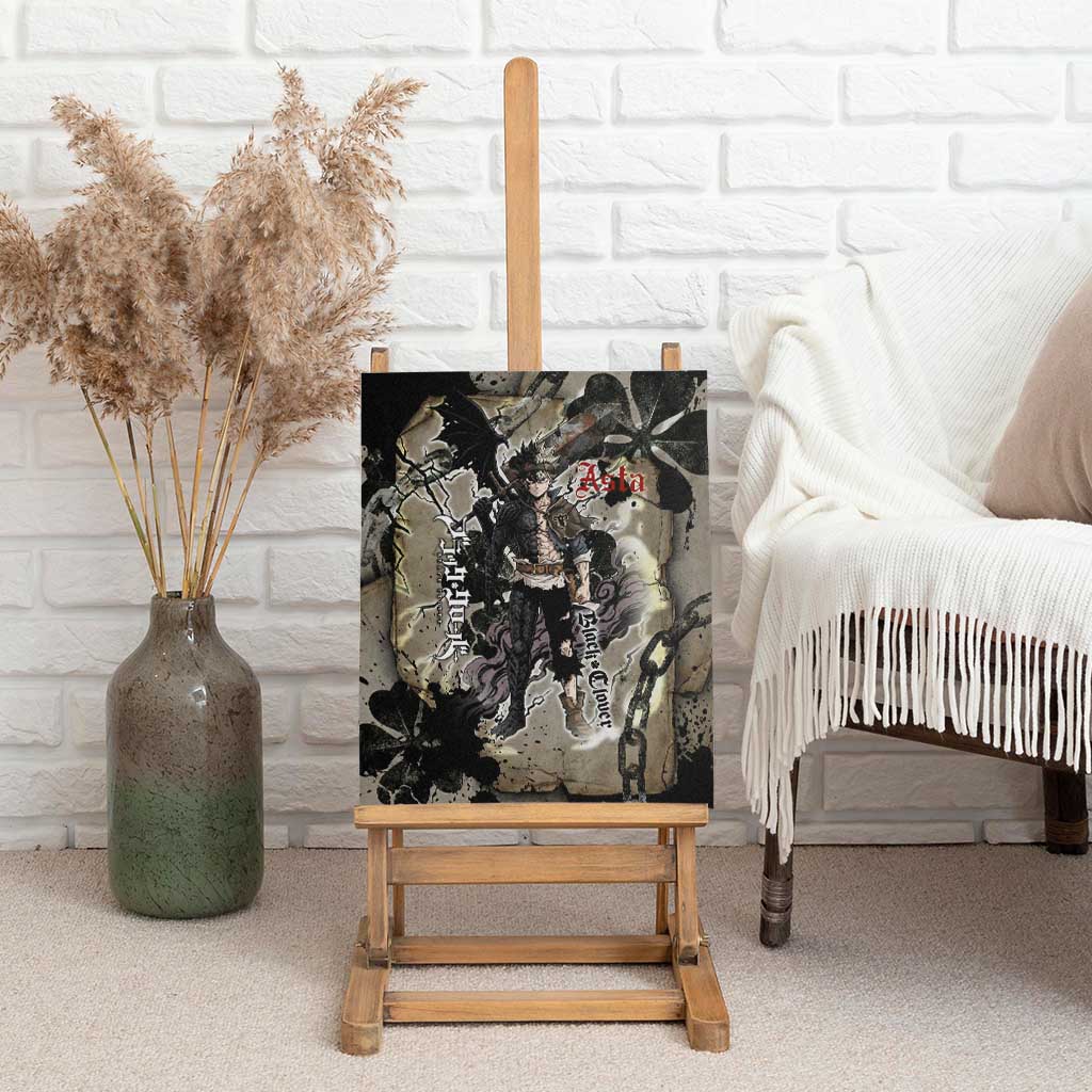 Asta Black Clover Canvas Wall Art Grunge Anime Style with Gothic Clover Symbolism