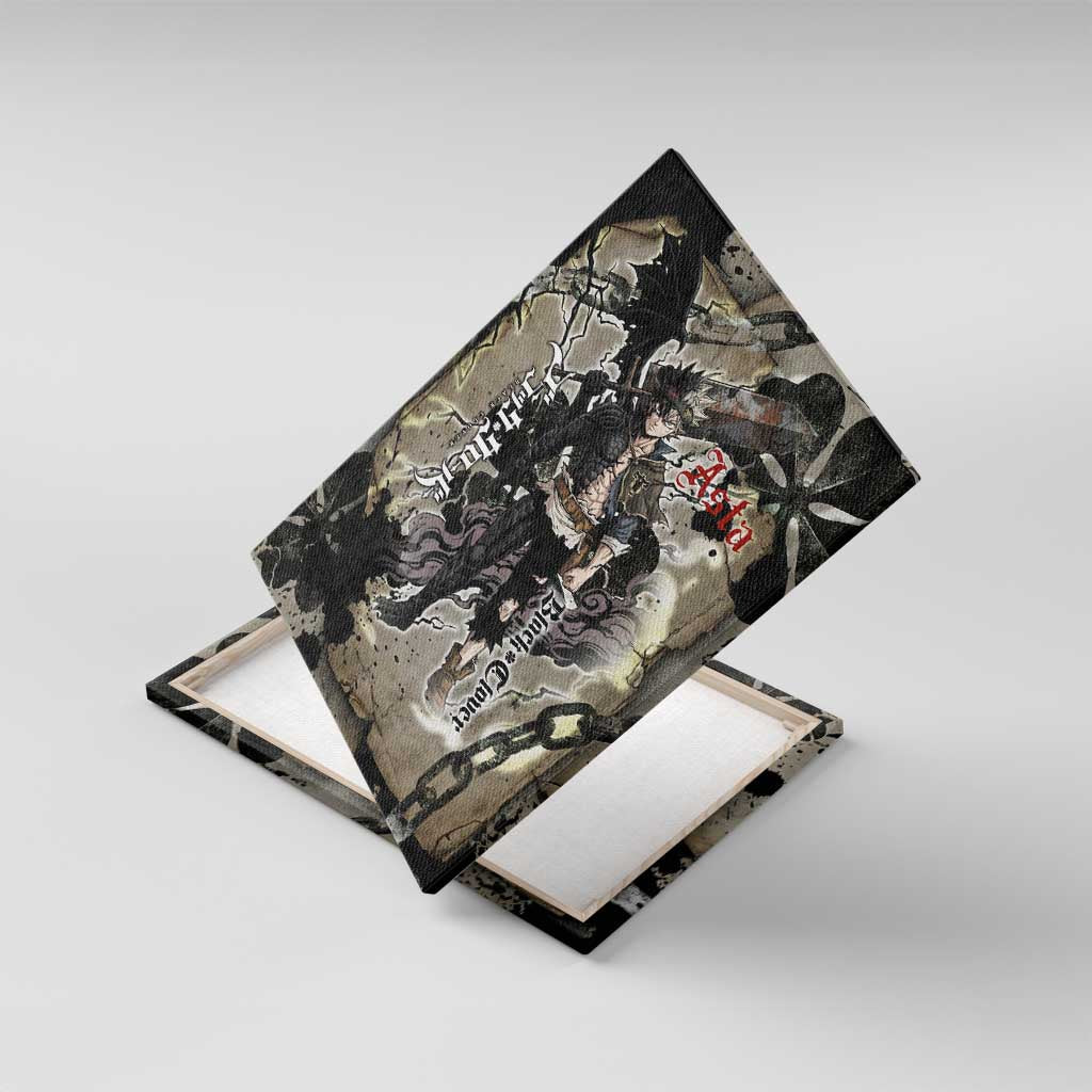 Asta Black Clover Canvas Wall Art Grunge Anime Style with Gothic Clover Symbolism