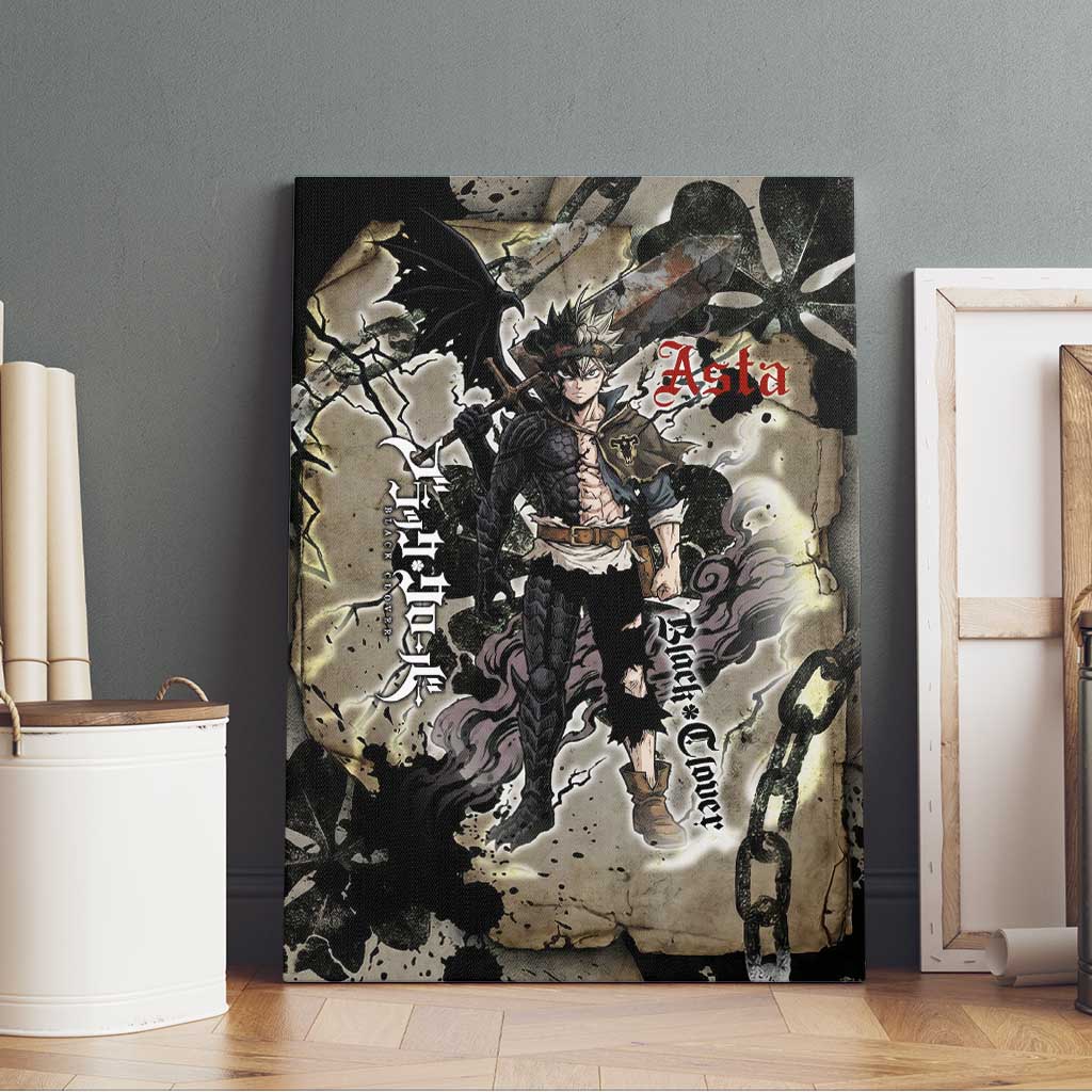 Asta Black Clover Canvas Wall Art Grunge Anime Style with Gothic Clover Symbolism