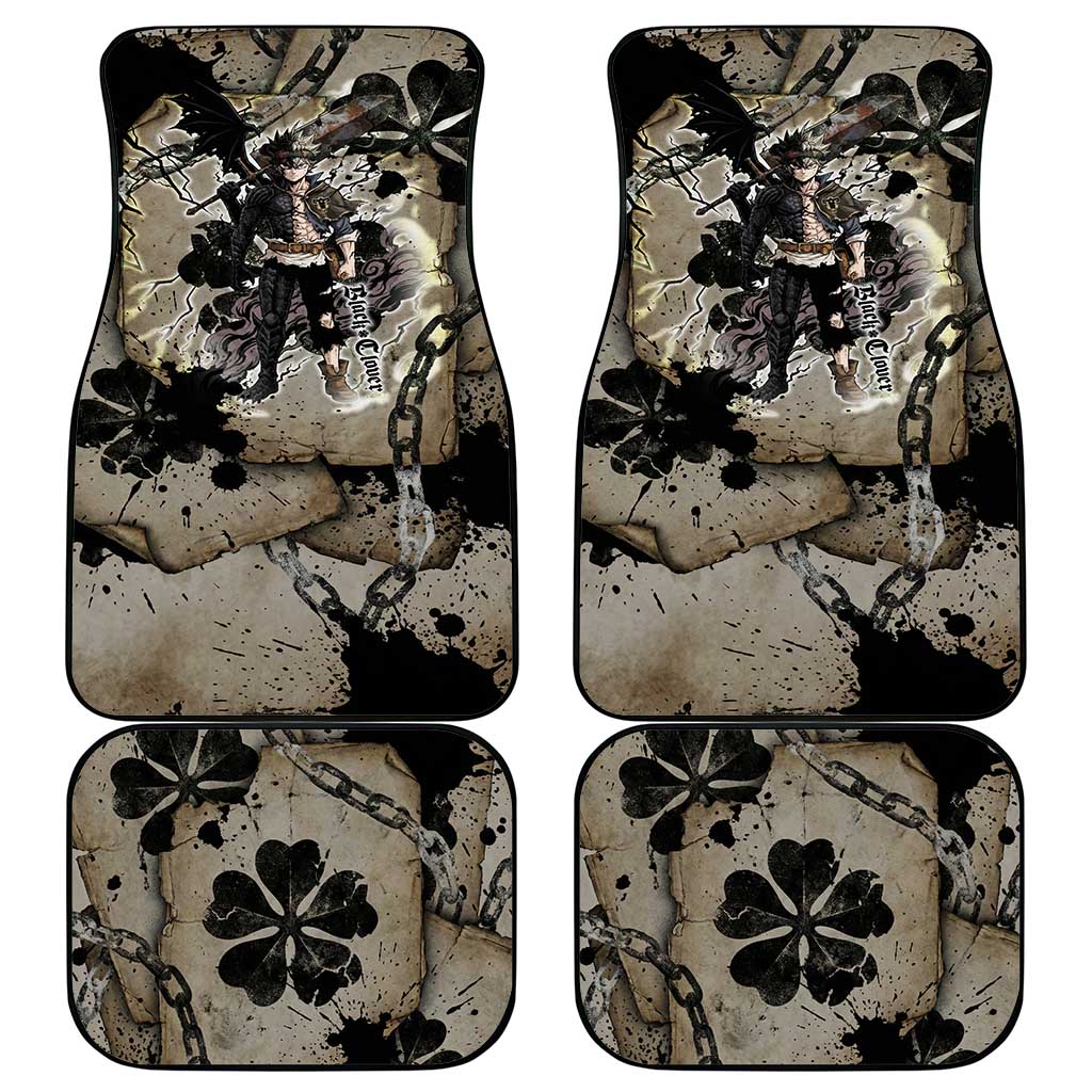 Asta Black Clover Car Mats Grunge Anime Style with Gothic Clover Symbolism