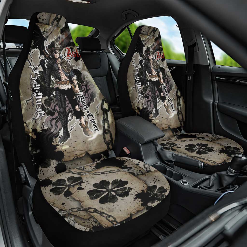 Asta Black Clover Car Seat Cover Grunge Anime Style with Gothic Clover Symbolism