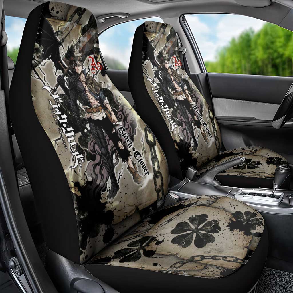 Asta Black Clover Car Seat Cover Grunge Anime Style with Gothic Clover Symbolism