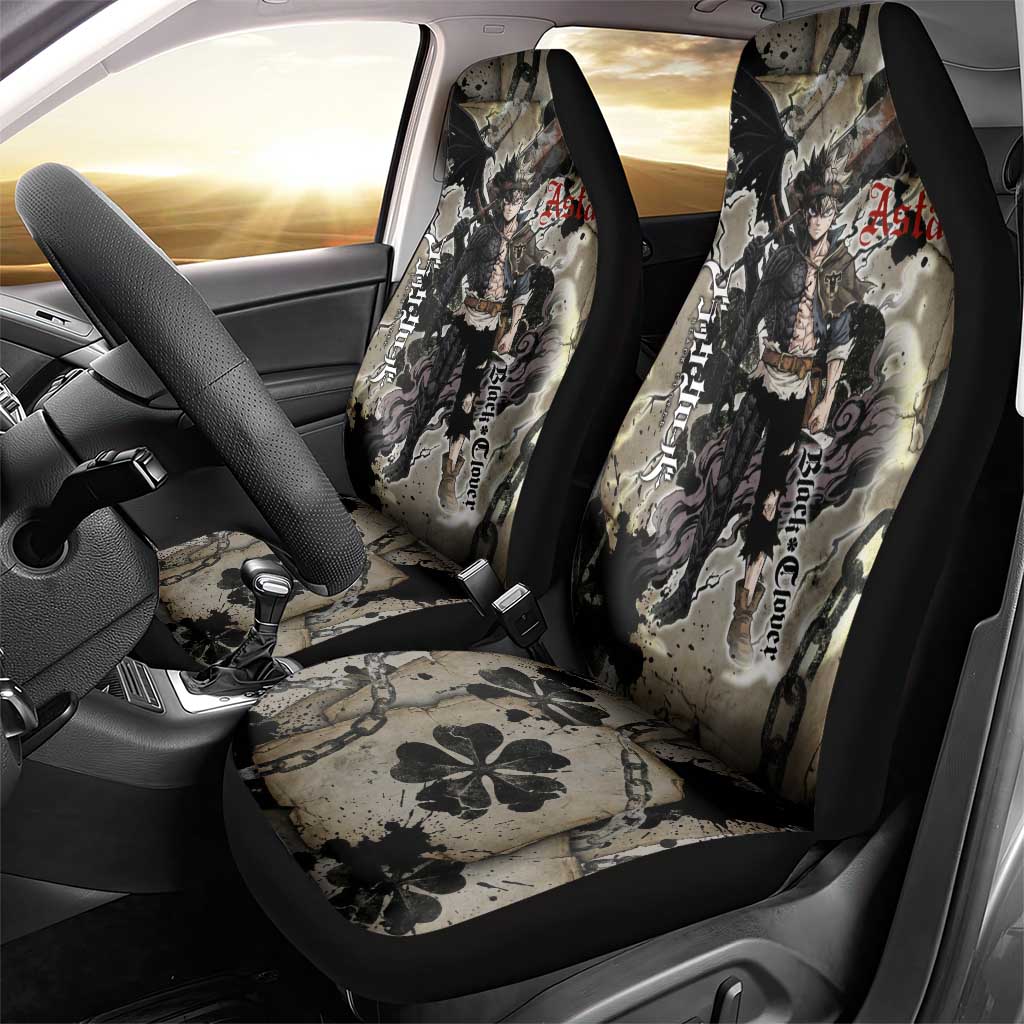 Asta Black Clover Car Seat Cover Grunge Anime Style with Gothic Clover Symbolism