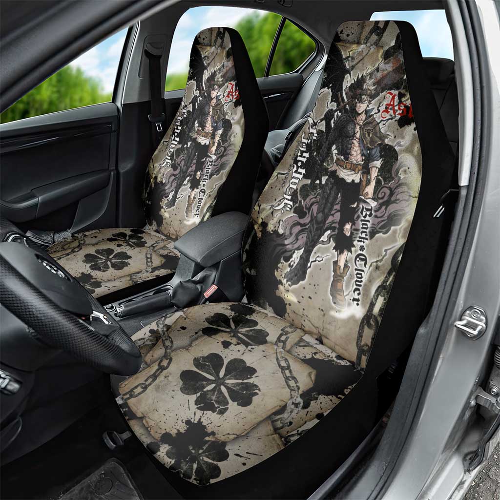 Asta Black Clover Car Seat Cover Grunge Anime Style with Gothic Clover Symbolism