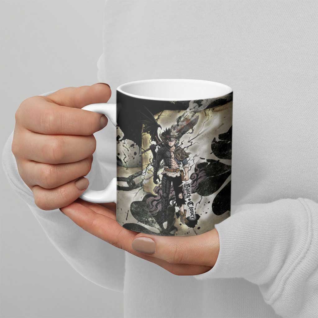 Asta Black Clover Ceramic Mug Grunge Anime Style with Gothic Clover Symbolism