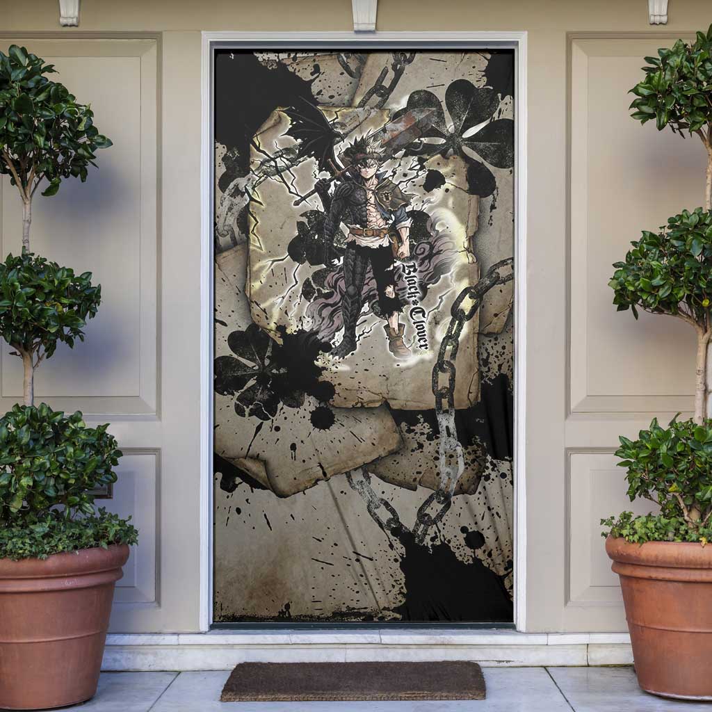Asta Black Clover Door Cover Grunge Anime Style with Gothic Clover Symbolism