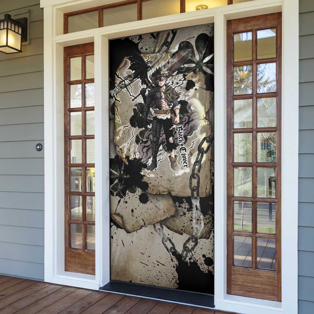 Asta Black Clover Door Cover Grunge Anime Style with Gothic Clover Symbolism