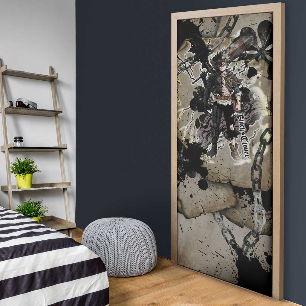 Asta Black Clover Door Cover Grunge Anime Style with Gothic Clover Symbolism