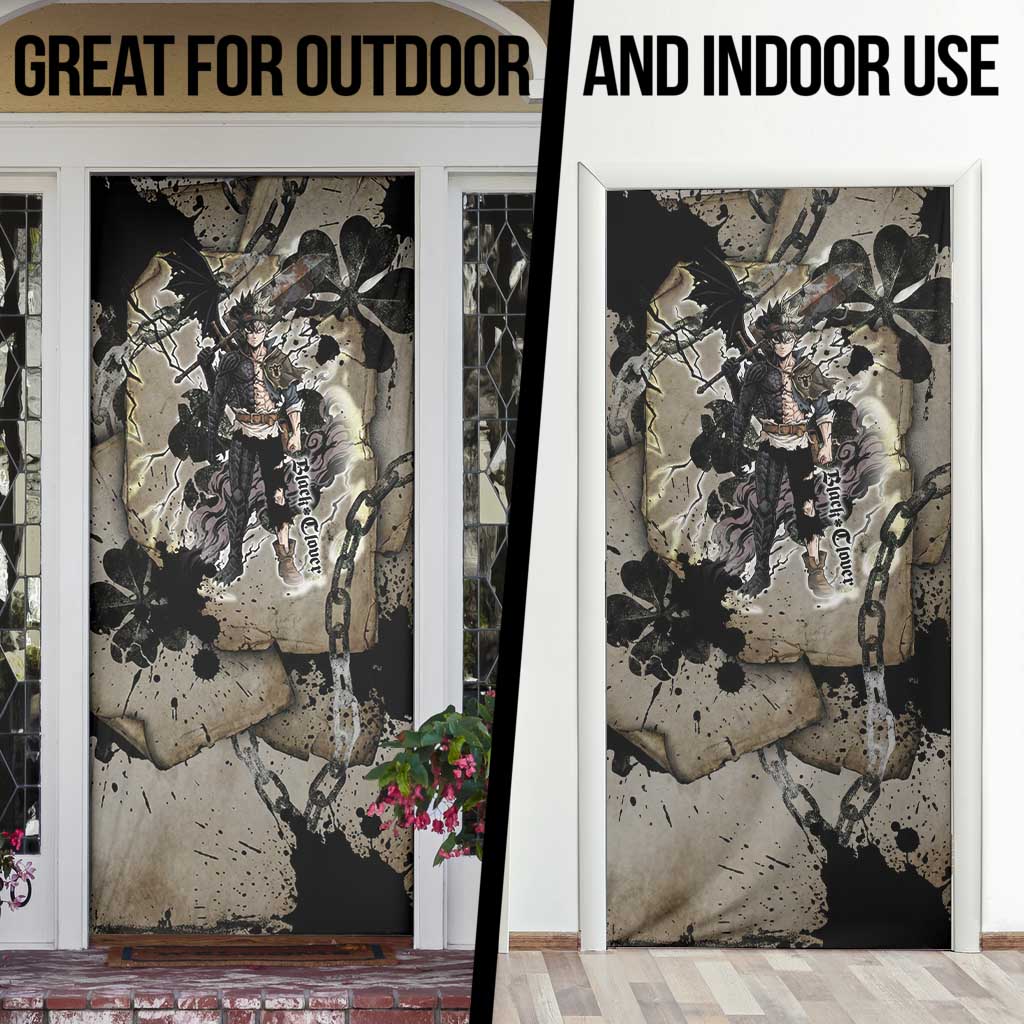 Asta Black Clover Door Cover Grunge Anime Style with Gothic Clover Symbolism