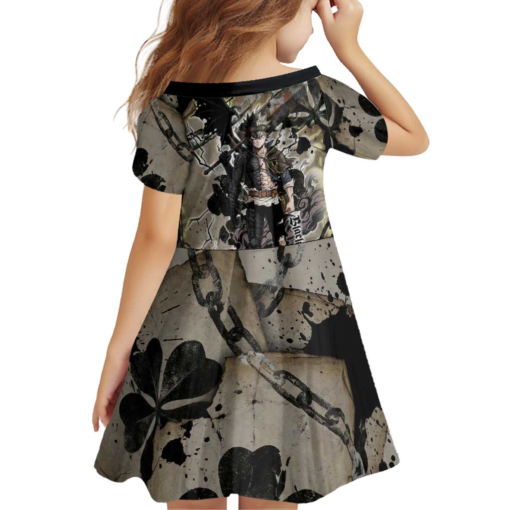 Asta Black Clover Family Matching Long Sleeve Bodycon Dress and Hawaiian Shirt Grunge Anime Style with Gothic Clover Symbolism