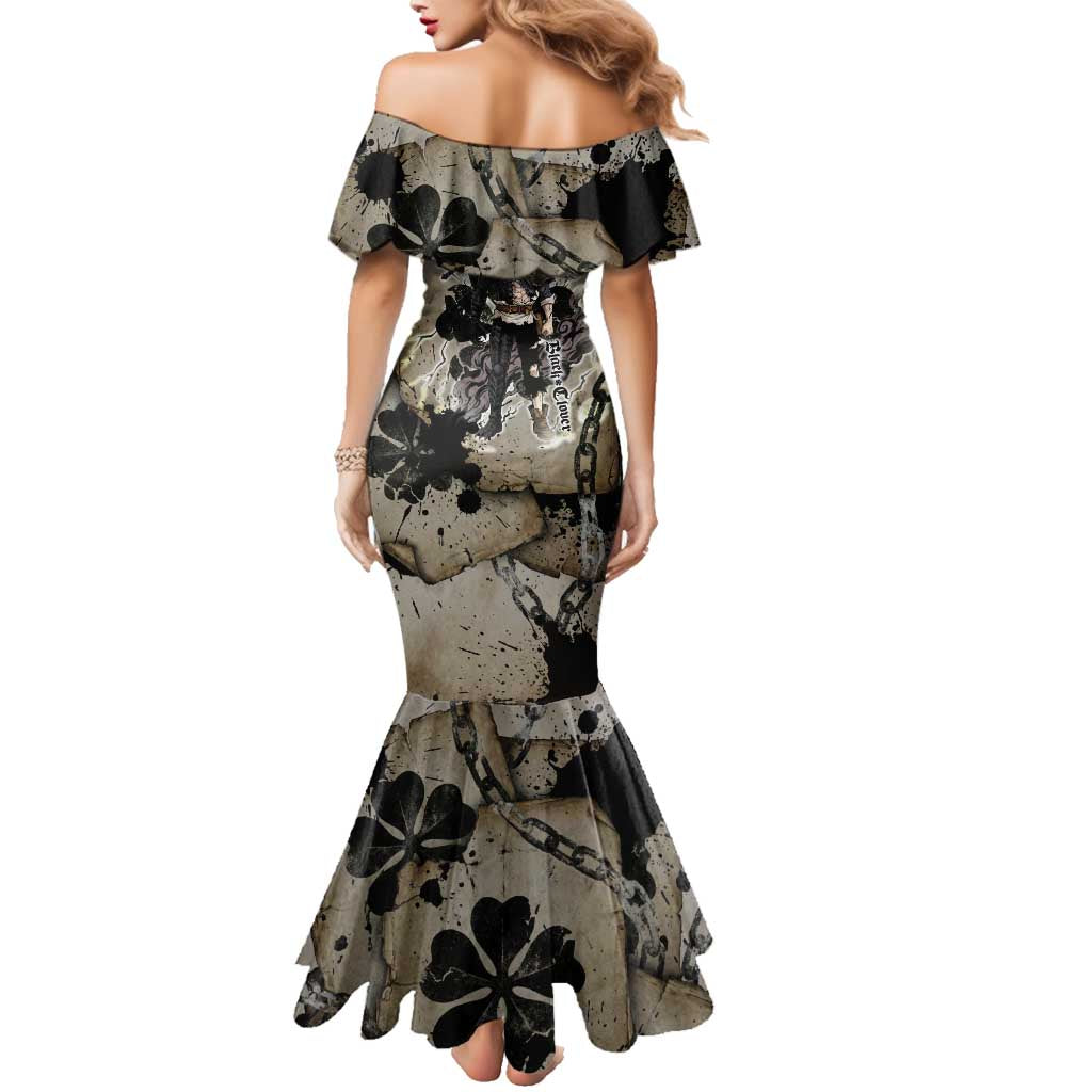 Asta Black Clover Family Matching Mermaid Dress and Hawaiian Shirt Grunge Anime Style with Gothic Clover Symbolism