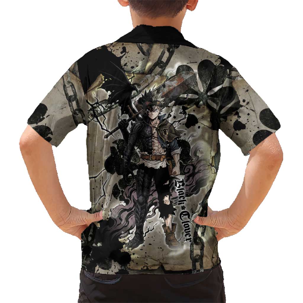 Asta Black Clover Family Matching Tank Maxi Dress and Hawaiian Shirt Grunge Anime Style with Gothic Clover Symbolism