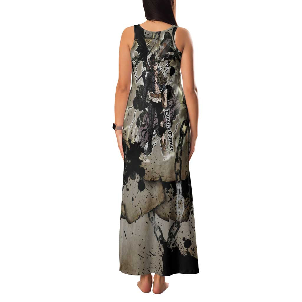 Asta Black Clover Family Matching Tank Maxi Dress and Hawaiian Shirt Grunge Anime Style with Gothic Clover Symbolism
